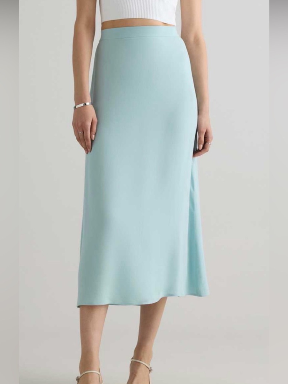 QUINCE NWT light blue crepe slip skirt size M